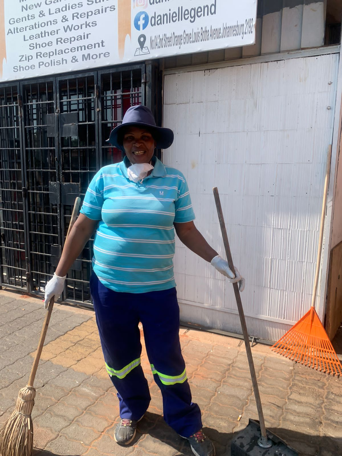 Thabang, Mo, and Sbusiso helping out during one of the clean-ups at Orange Grove