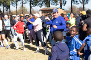 Cllr participating in the aerobics session